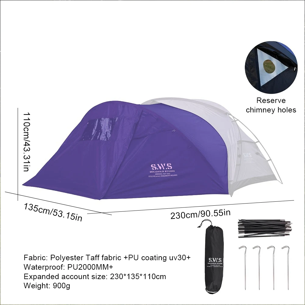 خيمة توسيع للتخييم في الهواء الطلق لشخصين خيمة توسيع بطبقة واحدة خيمة توسيع مزدوجة محمولة لتوسيع مساحة الخيمة #6