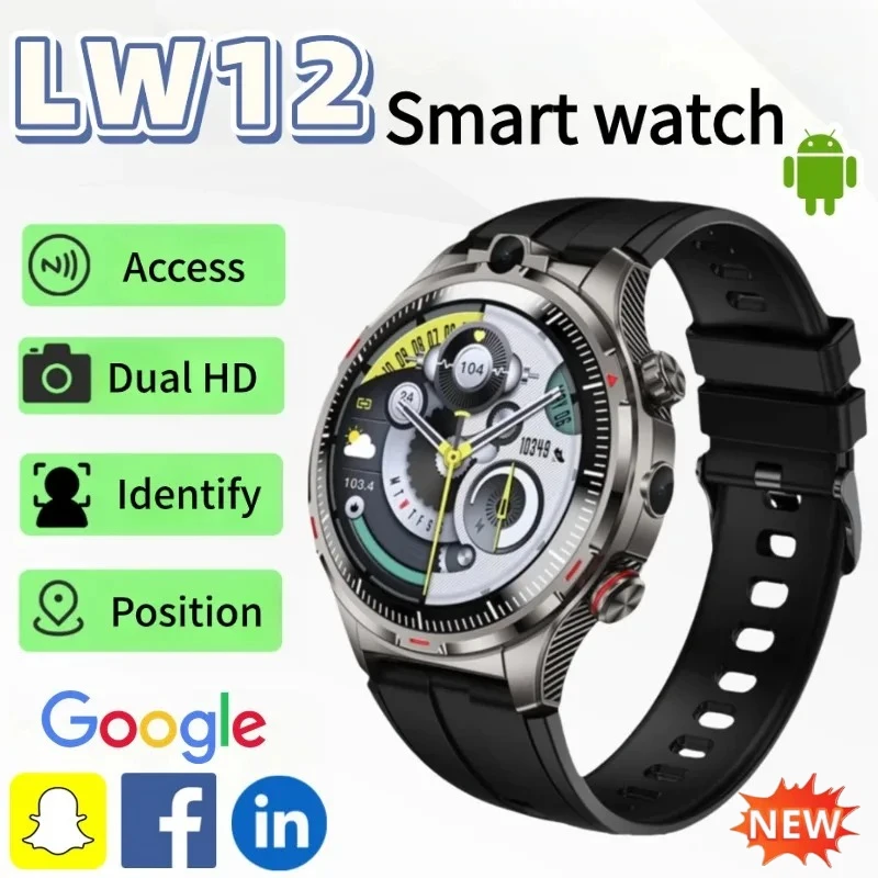 

LW12 4G Smart Watch Android 9.0 OS Dual Camera Video Calling GPS Positioning Heart Rate Monitor IP68 Waterproof Fitness Tracker