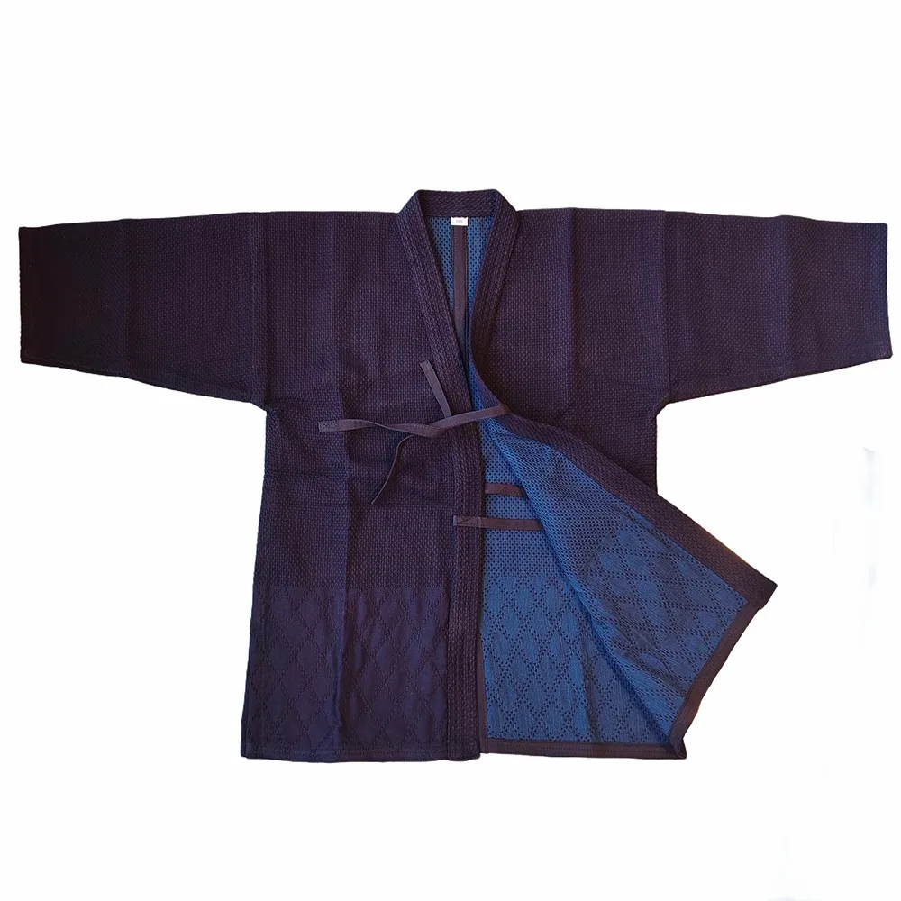 Tianzhiwu 100% cotton natural blue dye double sword back follow high-end Kendo top and style