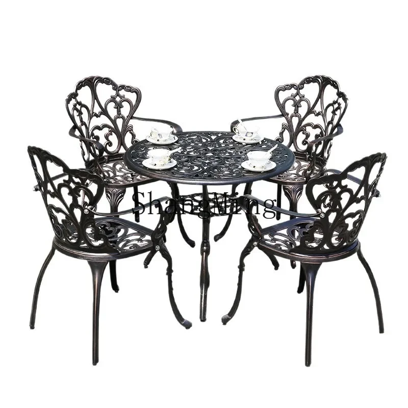 FG فيلا شرفة في الهواء الطلق الحديد المطاوع وكرسي مزيج جديد في الهواء الطلق فناء طاولة القهوة الألومنيوم المصبوب حديقة الترفيه #1