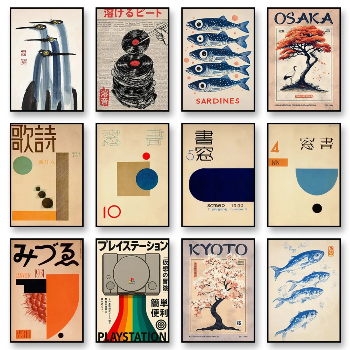Home Decor Japanese - Japanese Retro Crane Canvas Print Poster