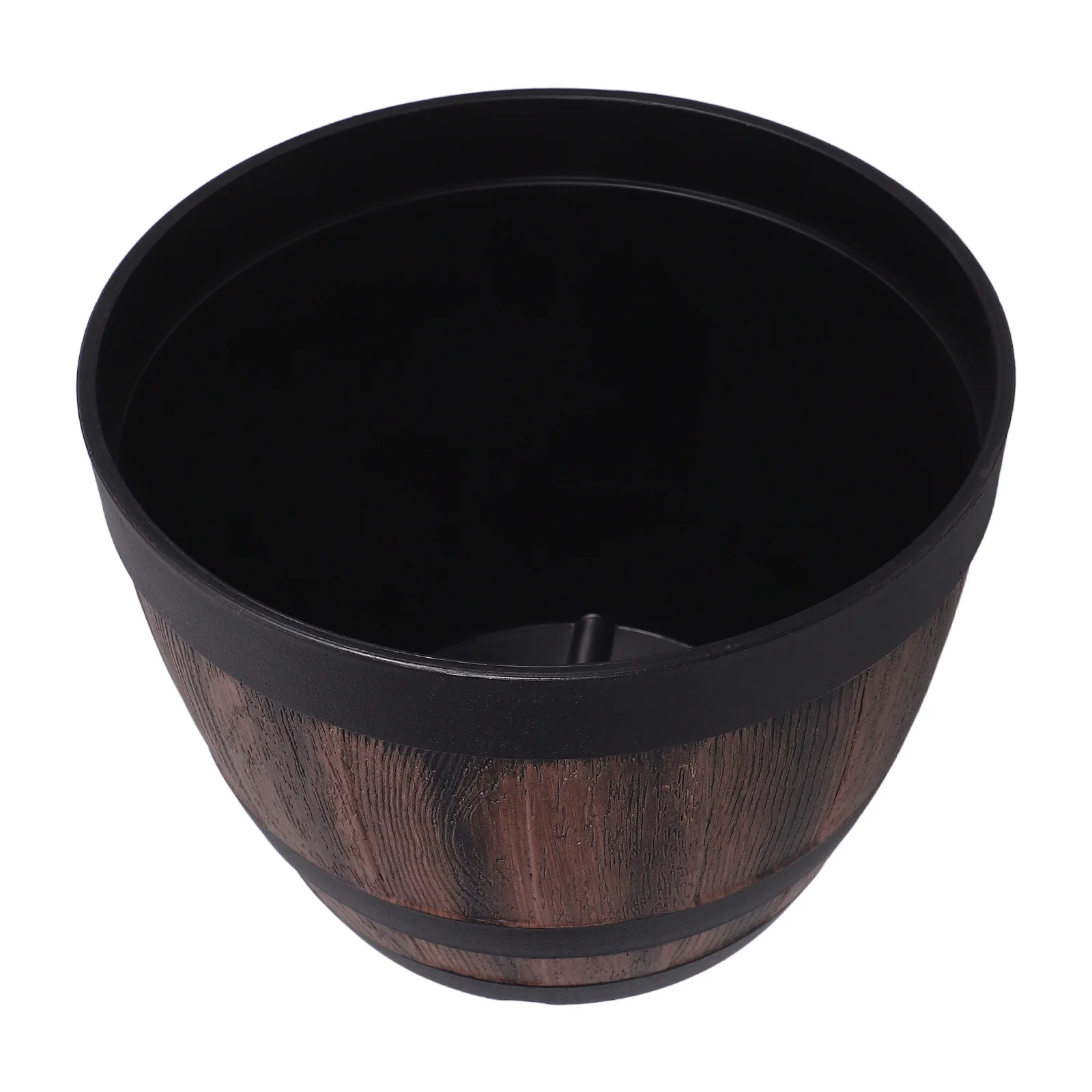 

Resin Flower Planter Barrel Shape Outdoor Garden Patio Decor For Lotus Water Lilies Large Capacity Drainage Hole Rustic