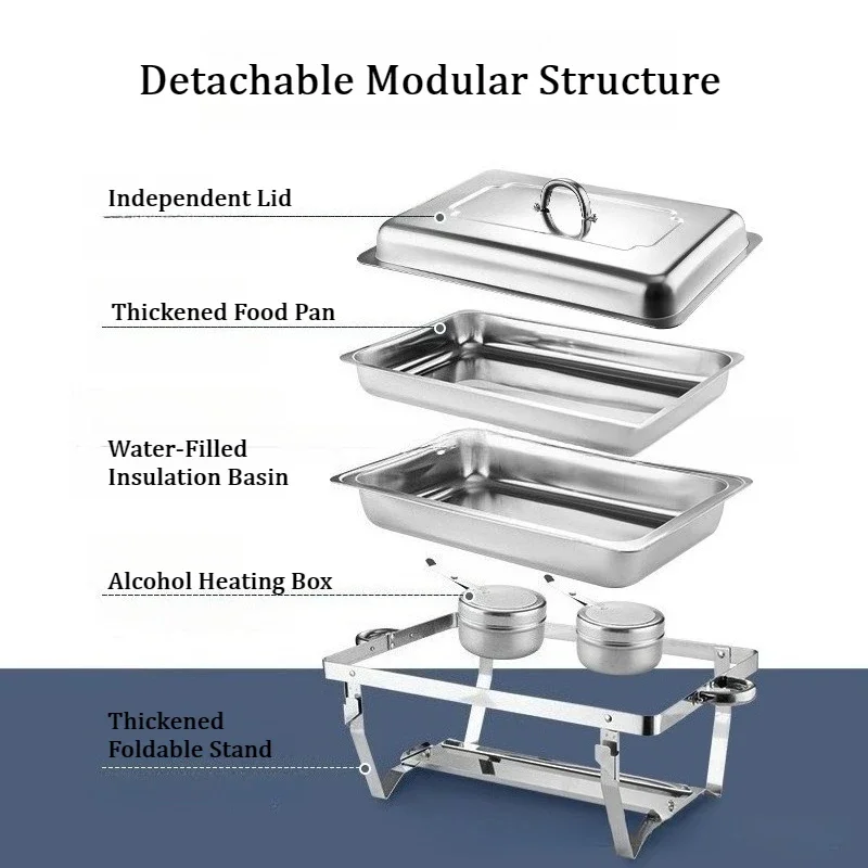 Thickened Stainless Steel Chafer Dish Alcohol Heating Foldable Buffet Warmer For Hotel Restaurant Catering Use