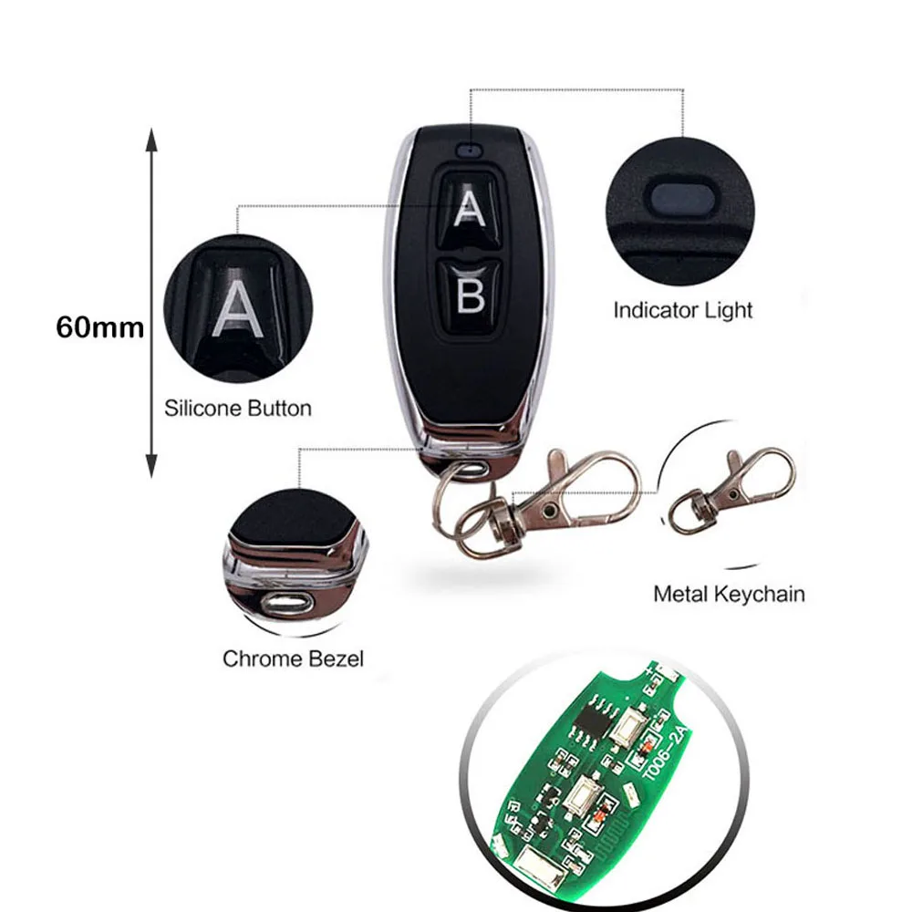 RF 433 Mhz Universal Wireless Remote Control 433 Mhz Switch 110V 220V 230V 10A Relay Mini Receiver Remote Control for Gate Light