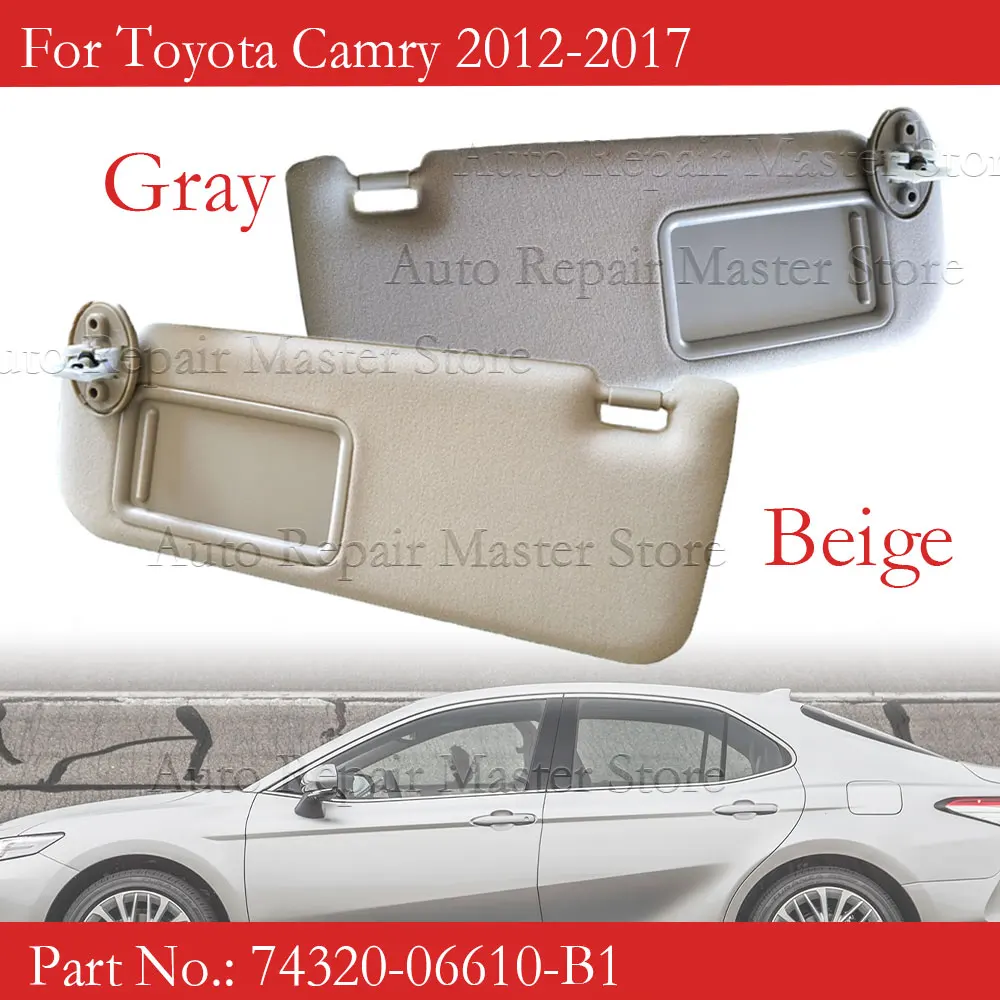 Car Interior Gray Beige Front Sun Visors For Toyota Camry 2012 2013 2014 2015 2016 2017 74320-06610-B1 74320-06611-B2