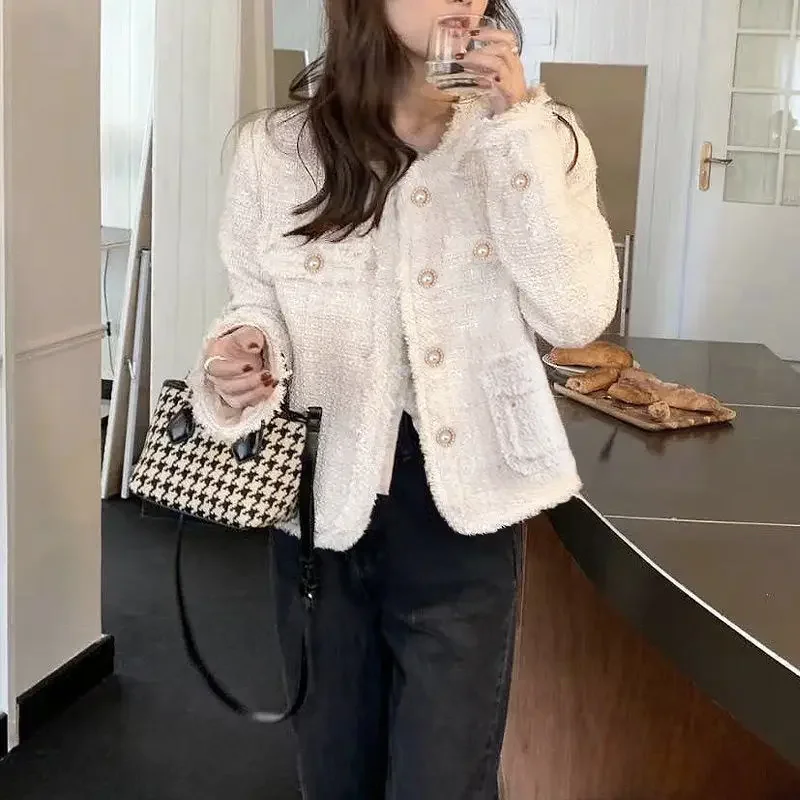 بدلة نسائية مقصوصة على طراز وايت تويد ، جاكيت أوائل الربيع ، إحساس الخريف ، ملابس جديدة على الطراز الغربي ، توب ، أو #3