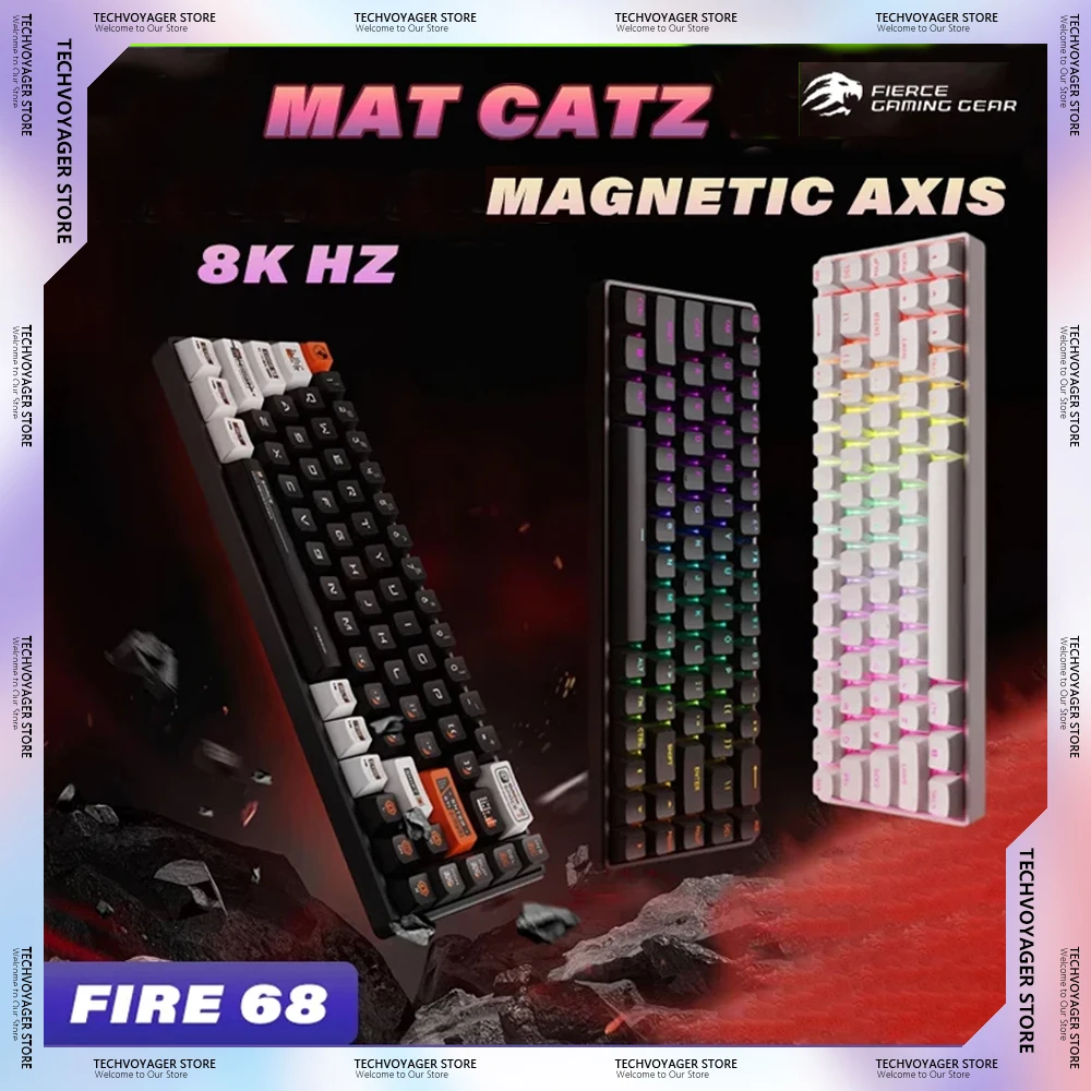 

VGN VXE MADLIONS Fire68 Игровая клавиатура с магнитной осью 68 клавиш Проводная 8 кГц RGB-подсветка Игровая клавиатура PBT Keycap Gamer для ЧПУ