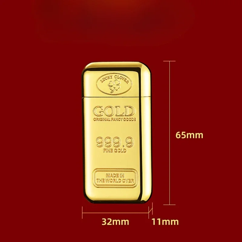 Gold Bar Fashion Inflatable Lighter Cigarette Accessories Butane Gas Lighters Unusual Metal windproof lighter Men\'s Gift Gadget