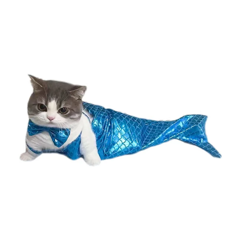 Pet Cats Mermaid Pet Costume Dog Dresses Funny Swimsuit Fish Tail Design Cute Bikini Dog Summer Pet Halloween Clothing