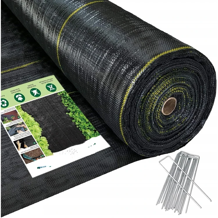 5ft x300ft Black Weed Barrier Landscape Premium Fabric Heavy-Duty Woven Ground Cloth with Superior Permeability Weed