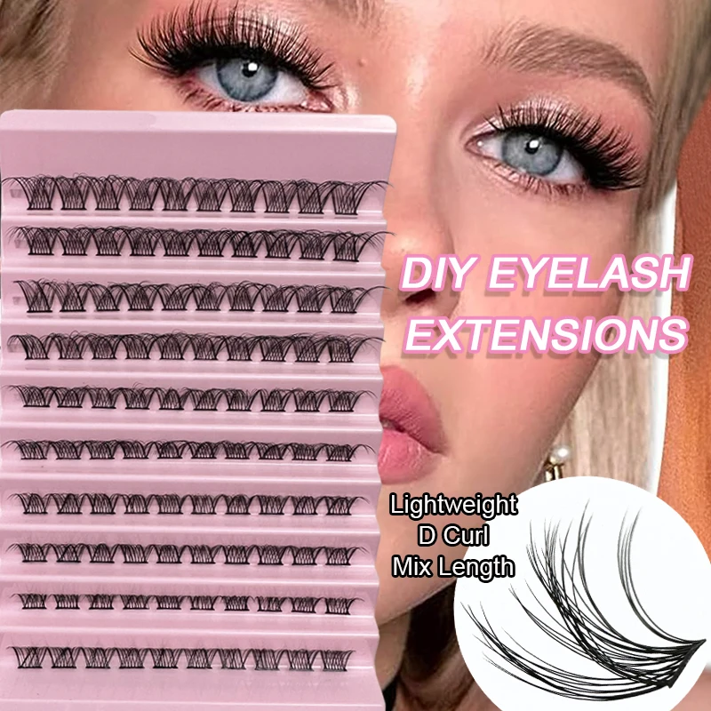 DIY Cluster Lashes Volume Natural Segmented Eyelashes D Curl Soft Wispy Volume Fans Bundles Individual