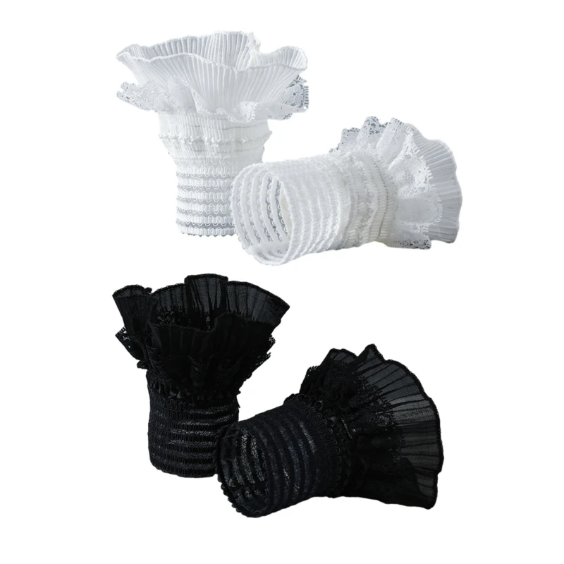 Detachable Ruffled False Sleeves for Shirt Girls High Elastic Wristband Decorative Sleeves Woman Taking Photo Supplies