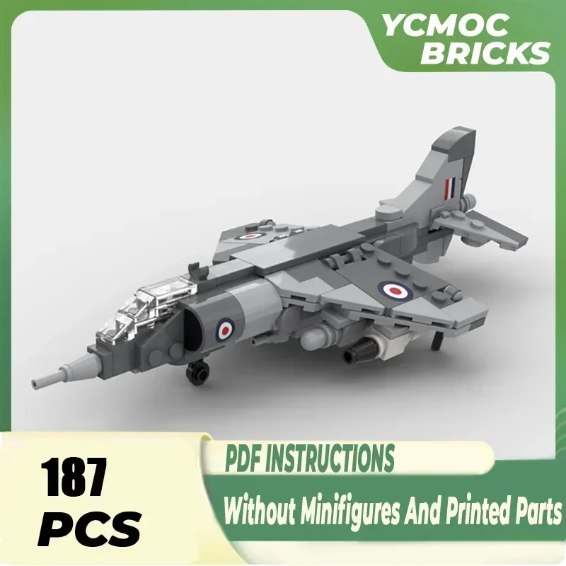 Briques de construction MOC, modèle militaire, échelle 1:72, Harrier GR.1, technologie de chasse, blocs modulaires, cadeau de Noël, ensemble de bricolage