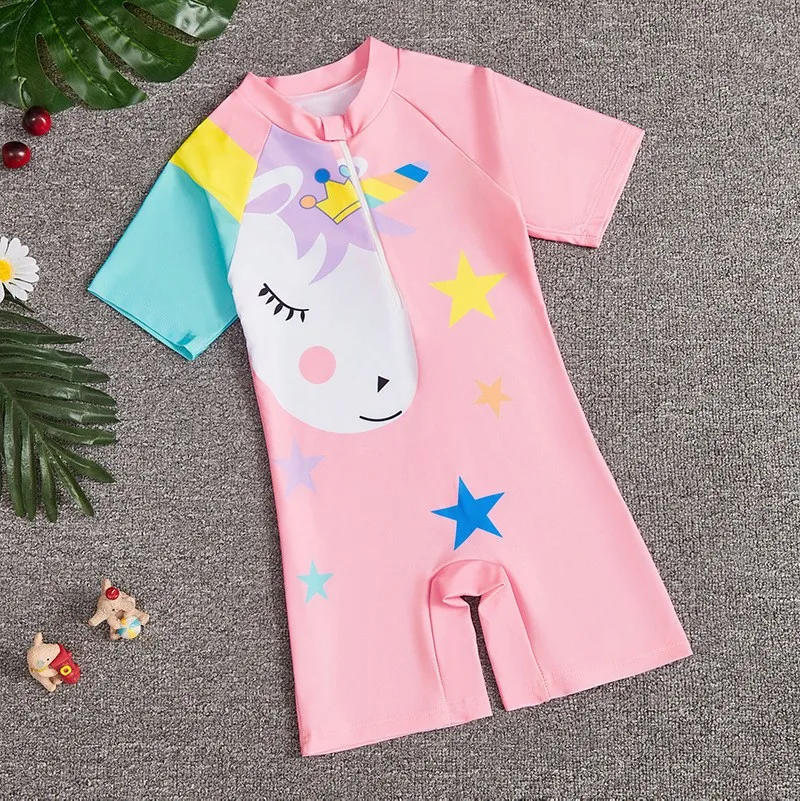 

SwimmyCubs Children's Swimming Costume Girls One-piece Swimming Costume Cartoon Boys Short-sleeved Swimsuit