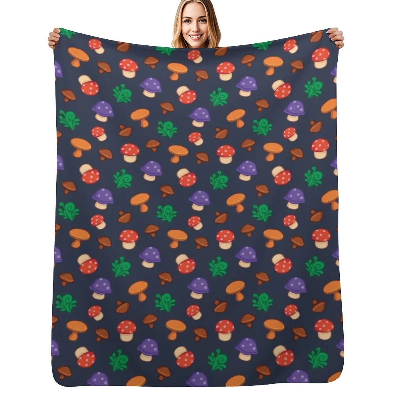 Stardew Valley Mushrooms Throw Blanket Summer Cool Breathable Blanket for Sleeping
