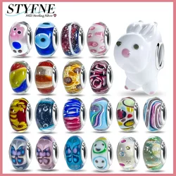 925 Sterling Silver Original Shiny New Mini Pattern Murano Turtle Rabbit Glass Beads per le donne creazione di gioielli con bracciale fai da te