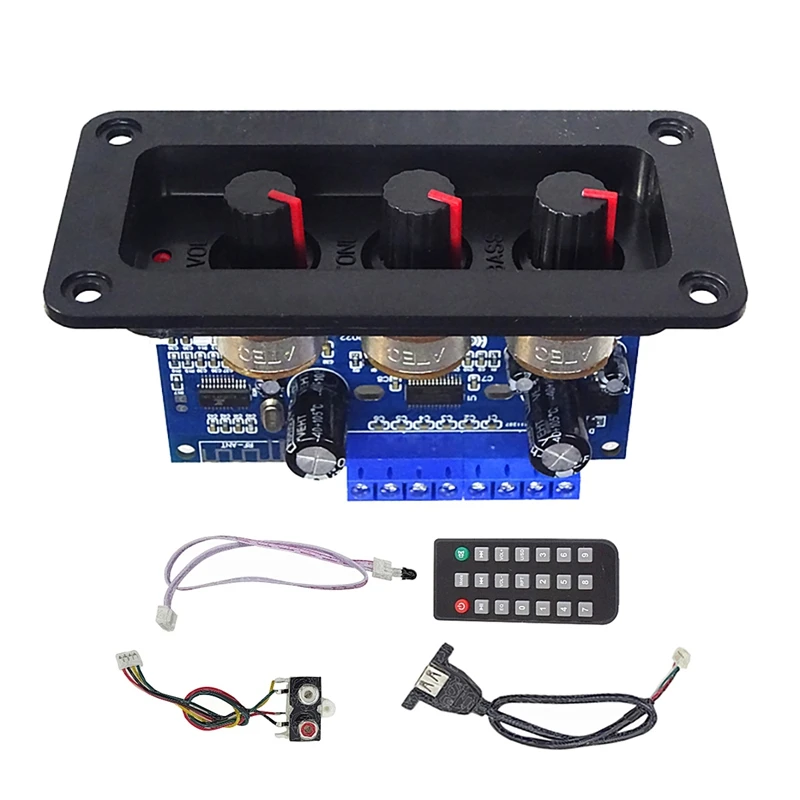 2.1 Channel 2X25W+50W BT5.0 DC12-20V Digital Amplifier Board Subwoofer Amplifier Board AUX Line+USB Cable+Remote Control