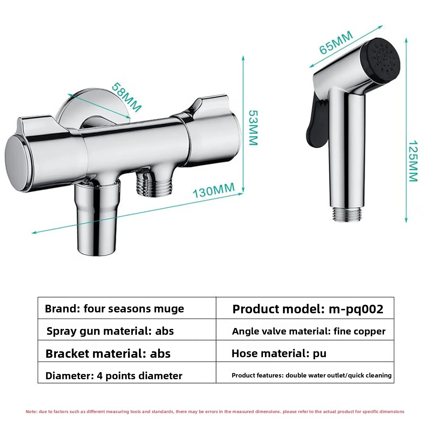 Silver triangle valve set, one in and two out angle valve, pressurized spray gun, woman washer can be connected to toilet