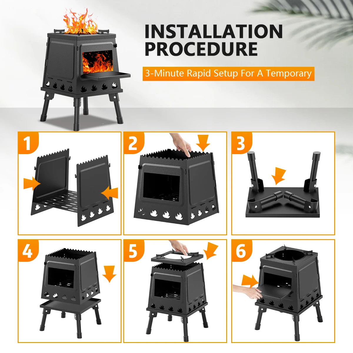 Portable Cast Iron Wood Camp Stove 5