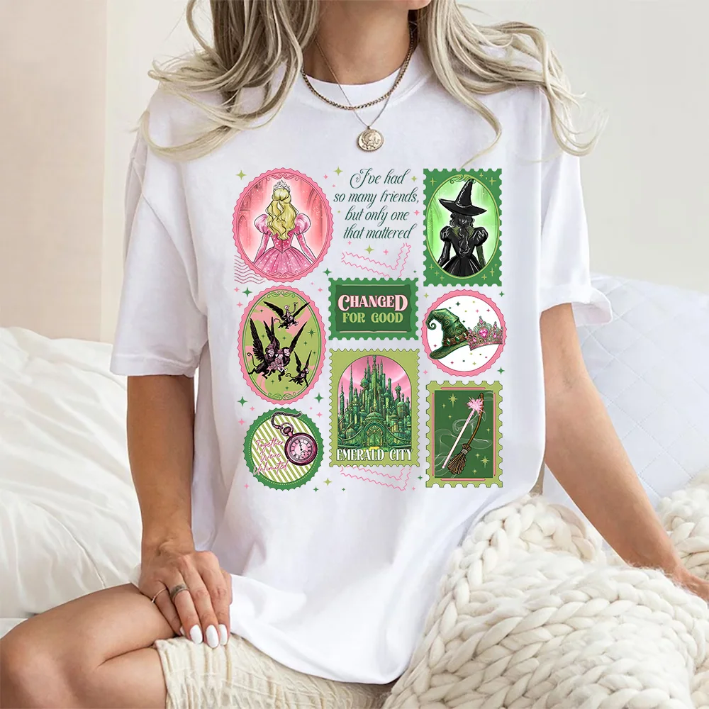 

Wicked Movie Inspired Pink & Green T-shirts Wicked for Good Graphic T Shirts Girl Gifts Perfect Tees Unisex Cotton Soft Clothing