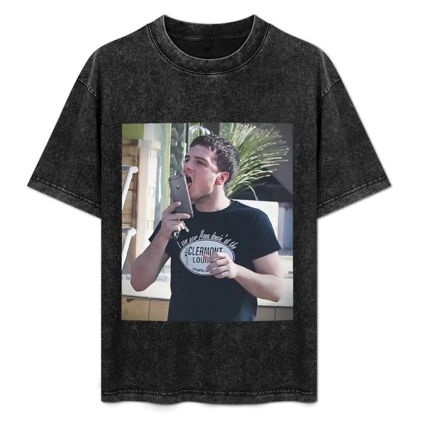 

Josh Hutcherson Licking Phone Meme T-Shirt for a boy animal prinfor boys sports fans Man t-shirt mens designer t shirt