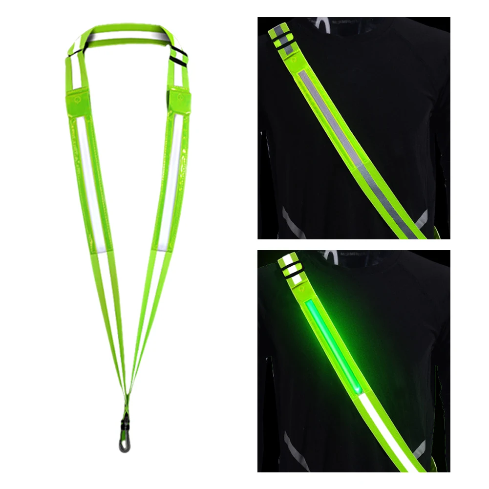 Reflective Sash Cycling Reflective Strap Adjustable Reflective Running Gear 5 Light Colors 3 Modes for Night Running Walking