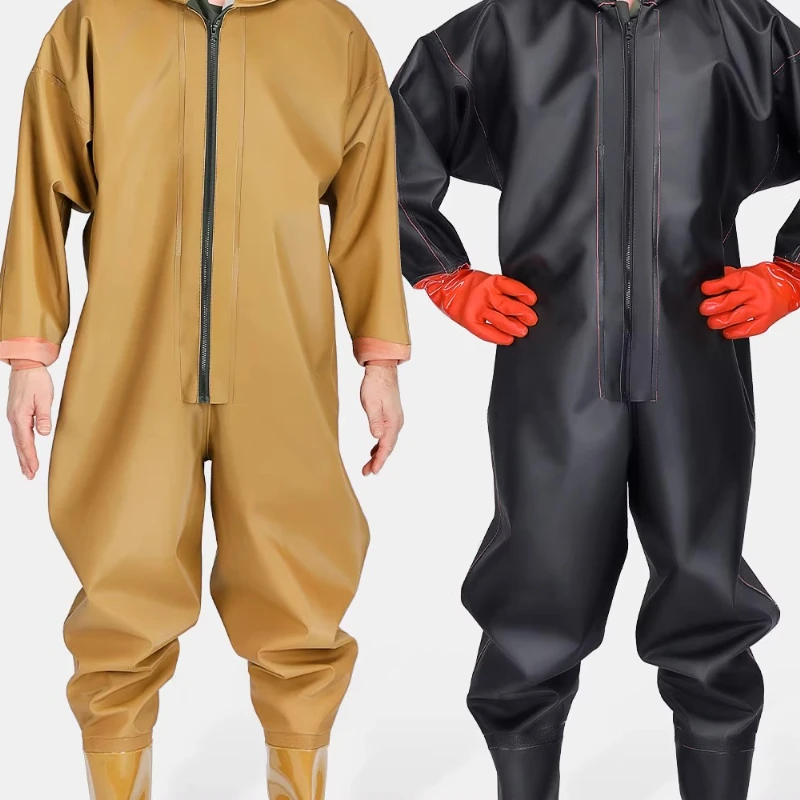 

Water pants one-piece whole body waterproof fishing fish water shoes fully closed waterproof clothes thickened lotus root
