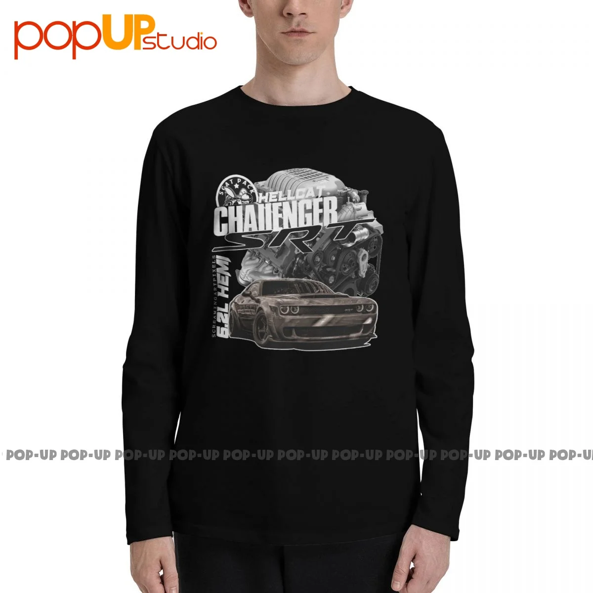 Challenger Srt 6.2L Hemi,Scat Pack,Dodge Challenger,Mopar Long Sleeve T-Shirts T-shirt Tee New All-Match