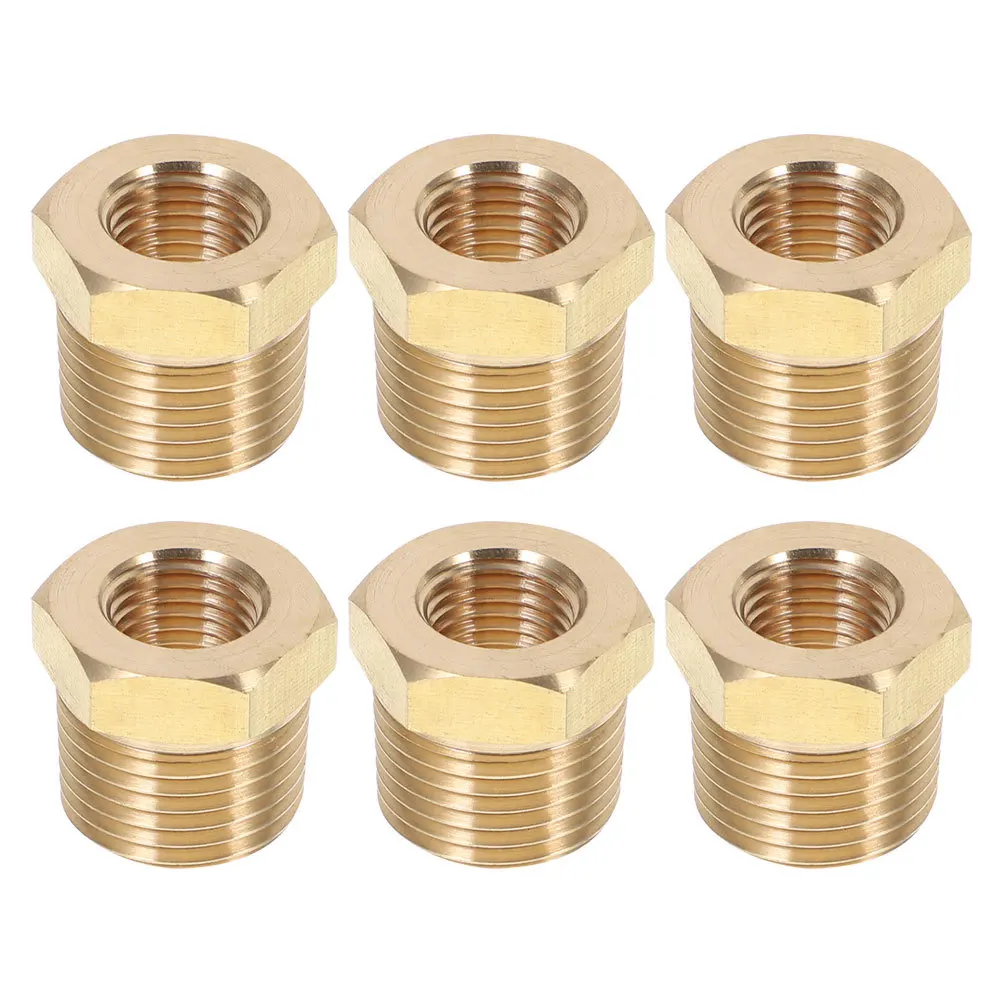 

6pcs Brass Fitting 1/2 To 1/4 Npt Pipe Bushing Hose Adapter Connector Garden Hose Connectors Quick Connect Garden Fittings 1/2\