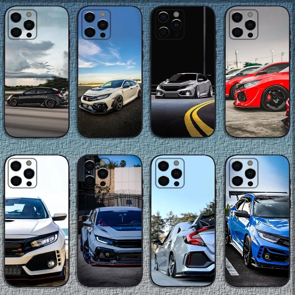 Sport Car T-Type R C-Civic Phone Case For iPhone 16,15,14,13,12,11,Pro,X,XS,Max,XR,Plus,Mini Soft Black Cover