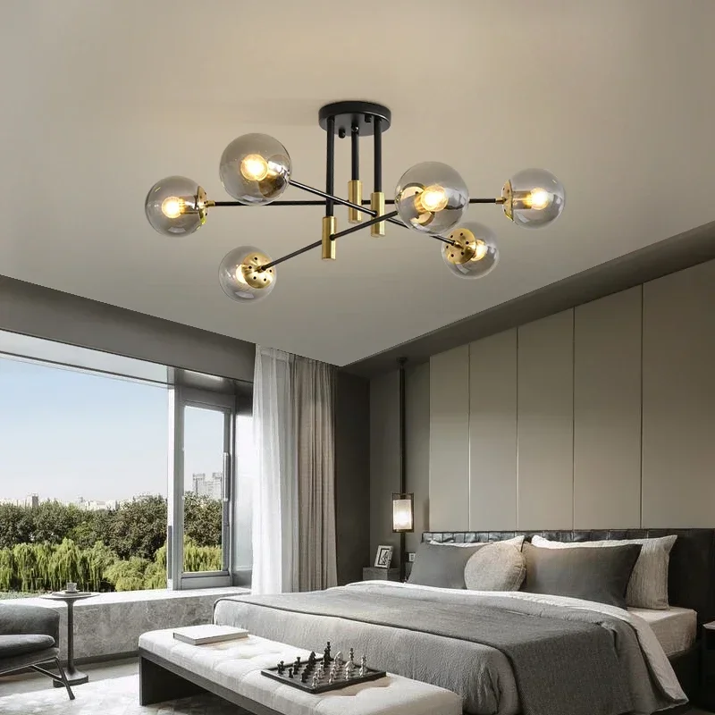 Modern Luxury Pendant Light Living Room Nordic Minimalist Creative Study Grand Bedroom LED Round Glass Ceiling Lights