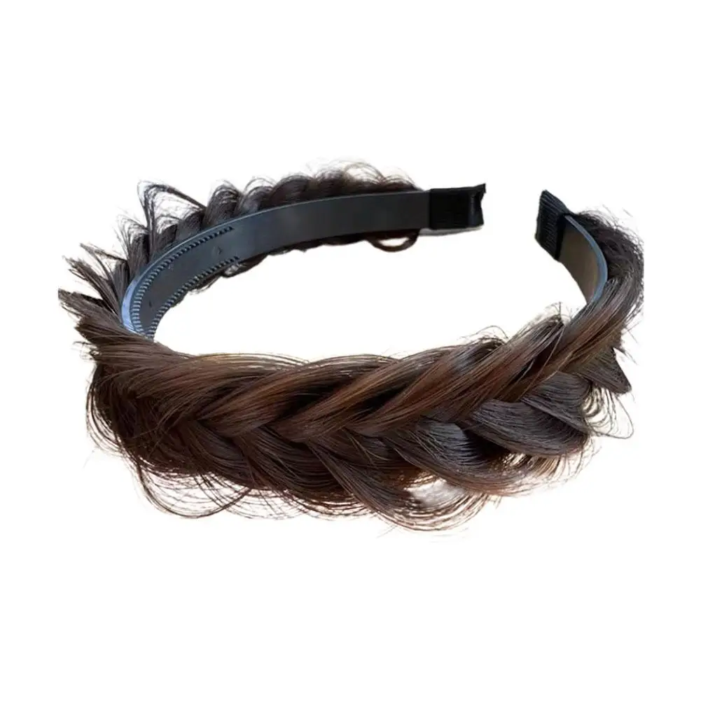 Hair Braid Headband Wide Bezel Hair Hoop Multi-layer Chunky Braided Fake Knot Plaited Headband Cross Headband Thick H6D6