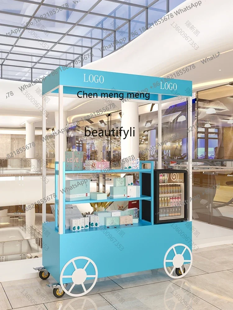 Z189 A55 Shopping mall stall trolley, mobile, truck display stand commercial ground marketing float push pull