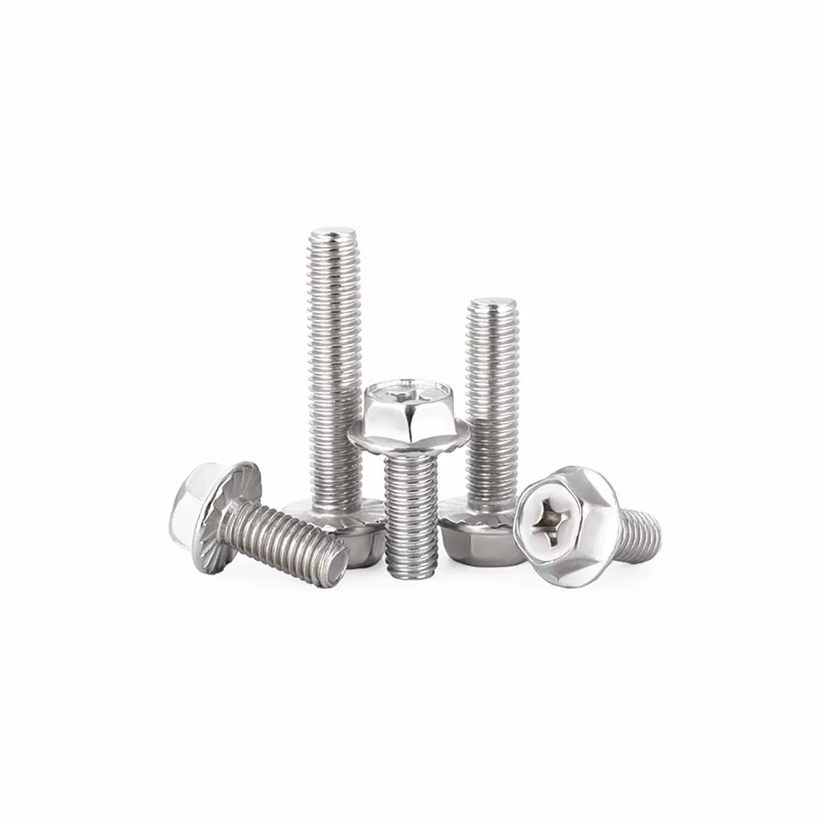 304 Stainless Steel Cross Flange Screw/External Hexagonal Bolt With Anti Slip Gasket And Serrated Screw