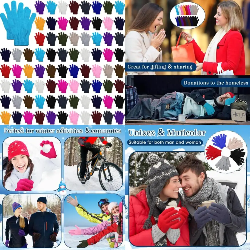 

Bulk Knitted Warm Winter Gloves for Men and Women, Perfect for Homeless Assistance and Christmas Gifts