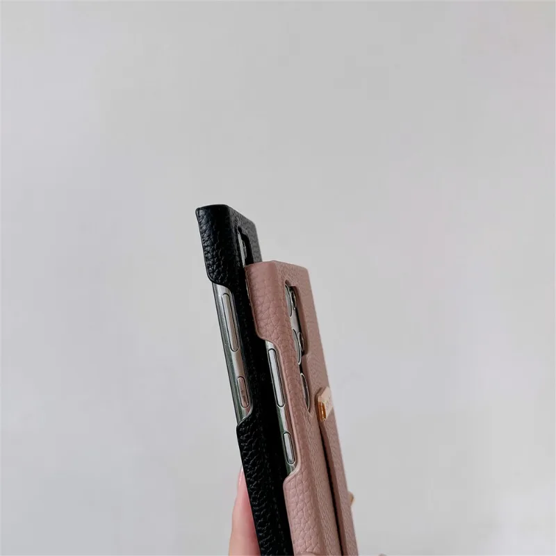 ليتشي الحبوب الملمس الجلود معصمه جراب هاتف لسامسونج غالاكسي S23 FE S24 S22 الترا زائد A14 A24 A33 A54 5G A05 PU يغطي