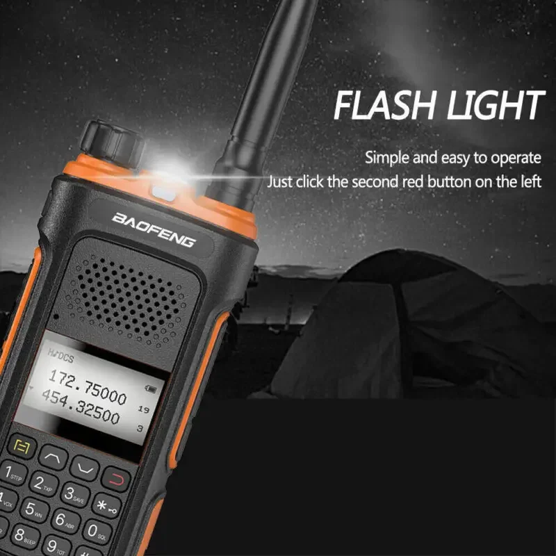 Baofeng-walkie-talkie de doble banda, Radio FM con luz LED, alarma de emergencia, largo alcance, 10w, 8800mAH, UV10 ham, 10-30KM