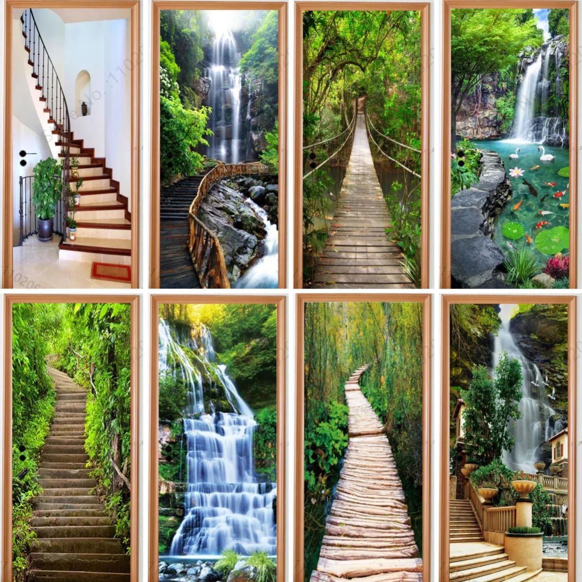 Simulation 3D Stairs Path Door Sticker Removable Large Home Decoration WallSticker Bedroom Living Room Waterproof Wall Mural