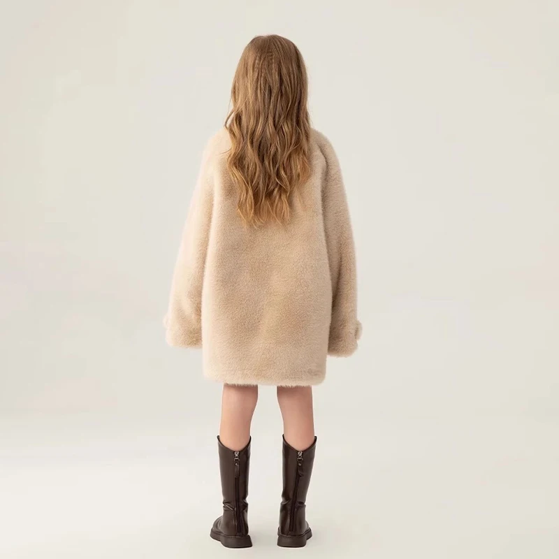 الأطفال معطف الفرو الخريف الشتاء منتج جديد الفتيات باركر معطف عالية الجودة تقليد معطف فرو المنك طويل الاطفال الملابس RM69