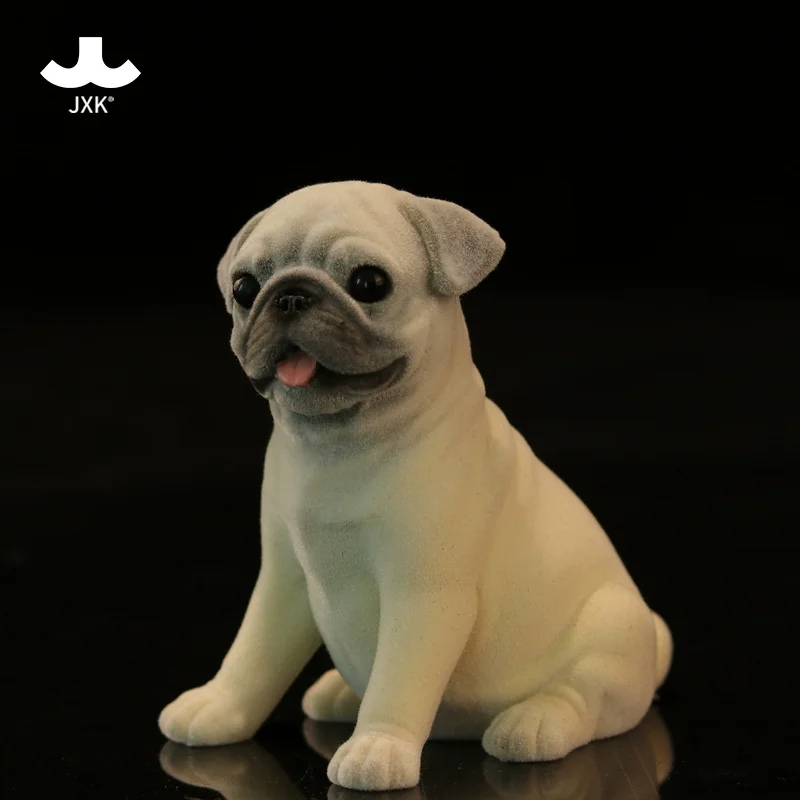 JXK2035 Pug Dog Model Cute Pet Dog Creative Scene Decoration Car Ornaments Simulation Model Static Display Souvenir Collection