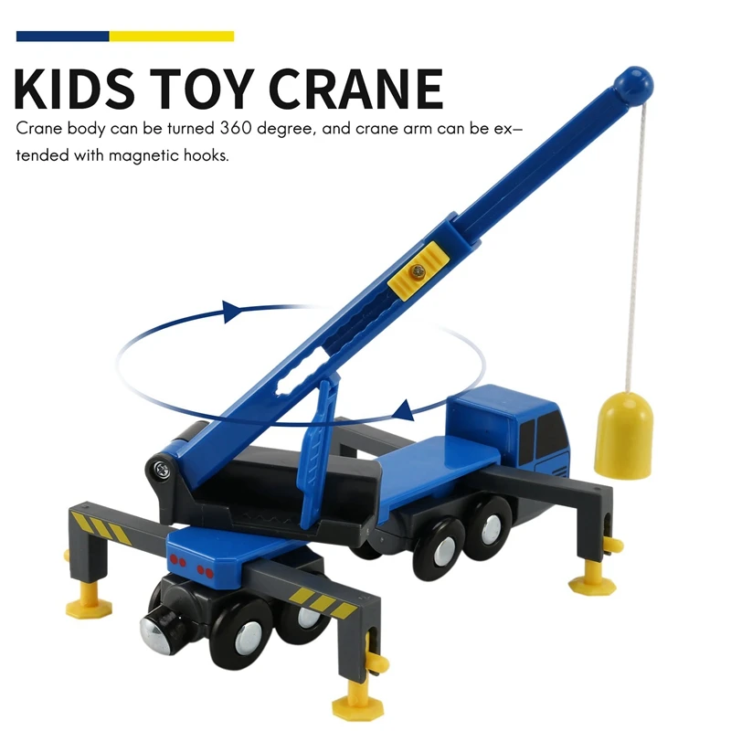 Multifunctional Train Toy Set Accessories Mini Crane Truck Toy Vheicles Kids Toy Compatible With Wooden Tracks Railway