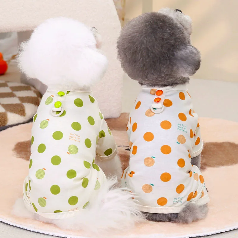 Dog Clothes Orange Green Dog Pattern Long Sleeve Hoodie Pajamas For Small Dogs Chihuahua Yorkie Puppy Kitten Jumpsuit Pyjamas XL