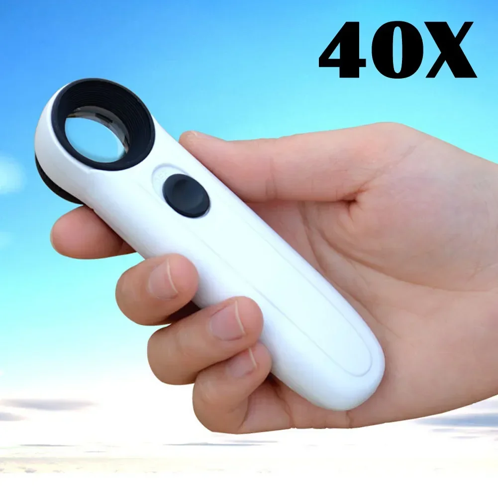 Illuminated magnifier  LED Light 40x Magnifier Magnifying Microscope Glass Lens Loupe for Reading Jewelry DIY Repair Tool