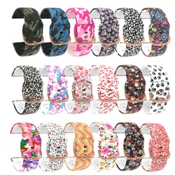 20mm Flower Printing Silicone Strap Band for Samsung Galaxy Watch4 40mm 44mm Watch 4 Classic 42mm 46mm Active2 Huami Amazfit GTS