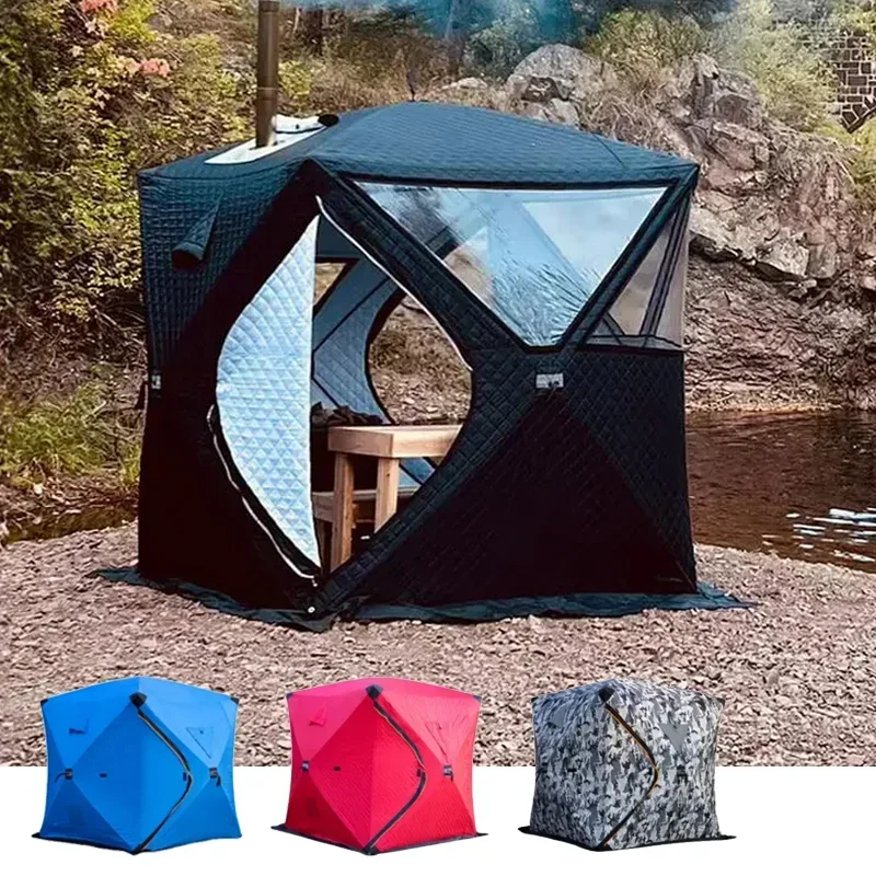 

Tent Portable Cot Three Layer Waterproof Insulation Winter Ice Fishing Pop Up Camping Outdoor Winter Steam Tents