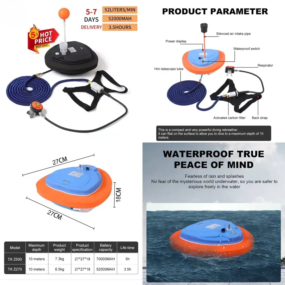 

Portable for Z500 Mini Hookah Tankless Breathing Device Snorkel Scuba Diving Equipment Deep Water 10M Underwater