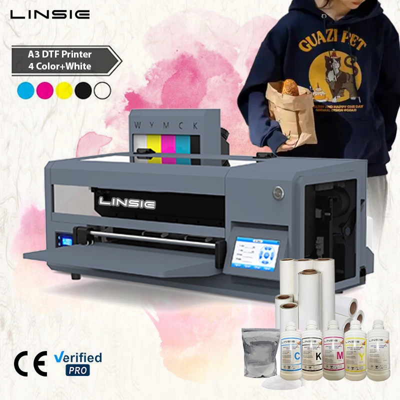 LINSIE 13-Inch Hoson DTF Printer Small Business Desktop Tshirt Printing Machine New XP600 30cm Pink DTF Printer