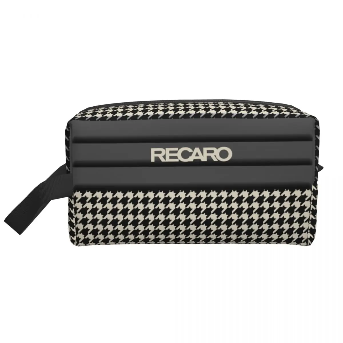 Custom Recaro Houndstooth Toiletry Bag for Women Makeup Cosmetic Organizer Ladies Beauty Storage Dopp Kit Box