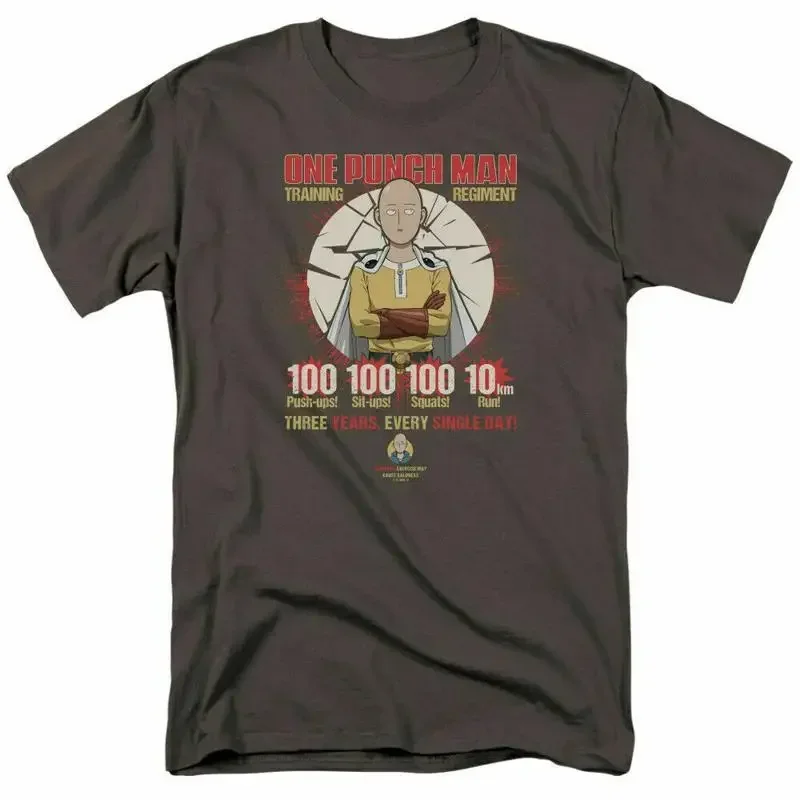 One Punch Man Training Regiment T Shirt Mens Licensed Cartoon Merch Charcoal