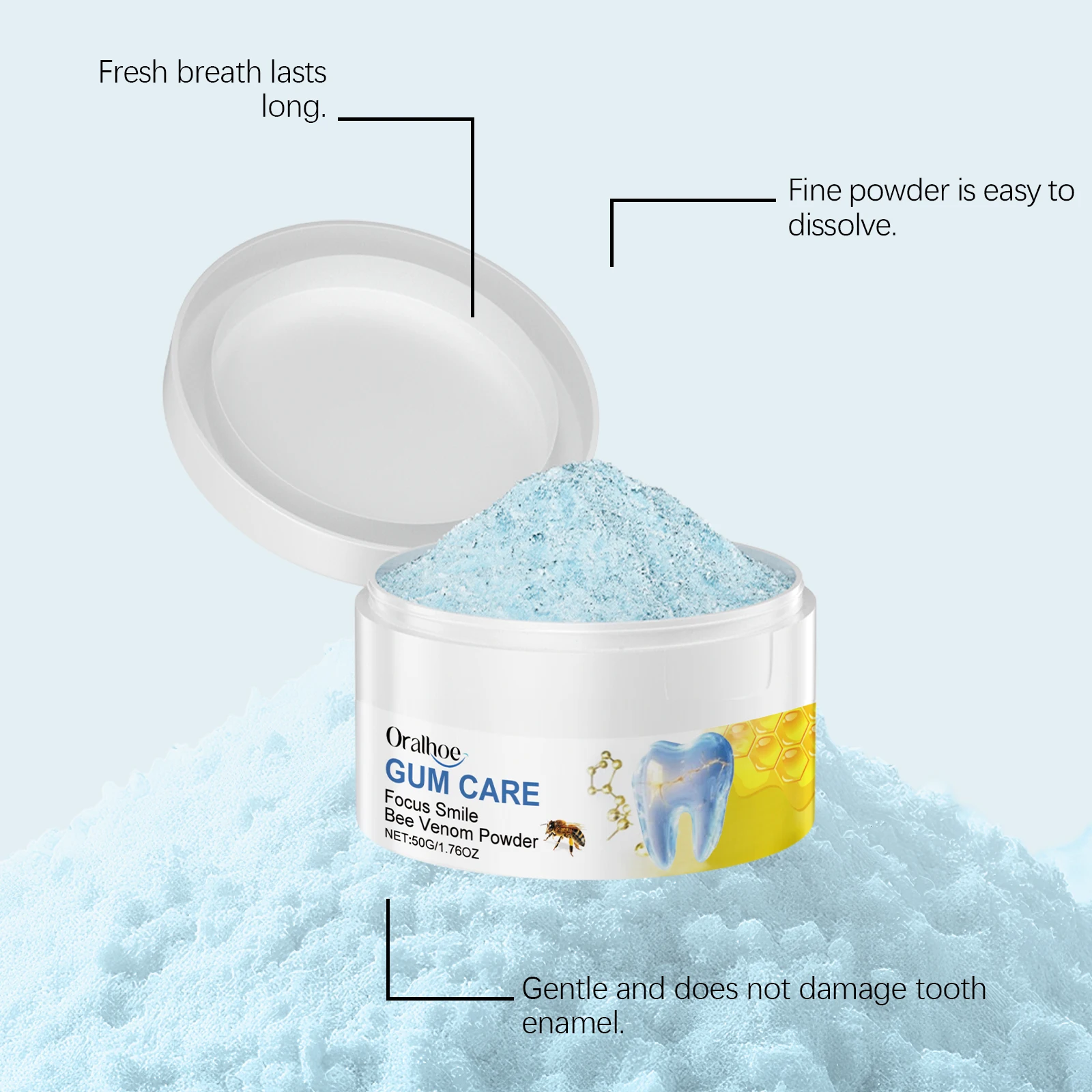 ORALHOE 50g Bee Venom Powder R - đánh giá và giá Teeth Whitening Powder